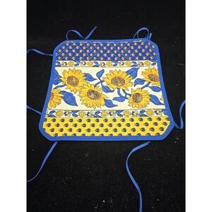 Poupees Yolande Collapsible Bread Basket Blue Trim Sunflowers Made In France